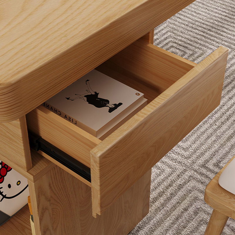 Bureau rectangulaire en bois massif avec 2 tiroirs Burlywood, H 29,53 po x l 70,87 po x P 31,5 po