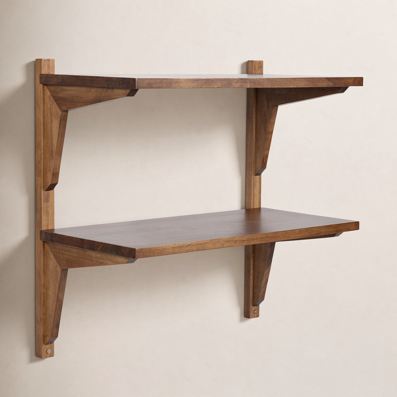 Carmouche Tiered Solid Wood Wall Shelf, Medium Wood