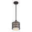 Mini-luminaire suspendu 1 lumière en bronze anglais avec abat-jour rigide en tissu de couleur avoine fabriqué à la main-1240276483