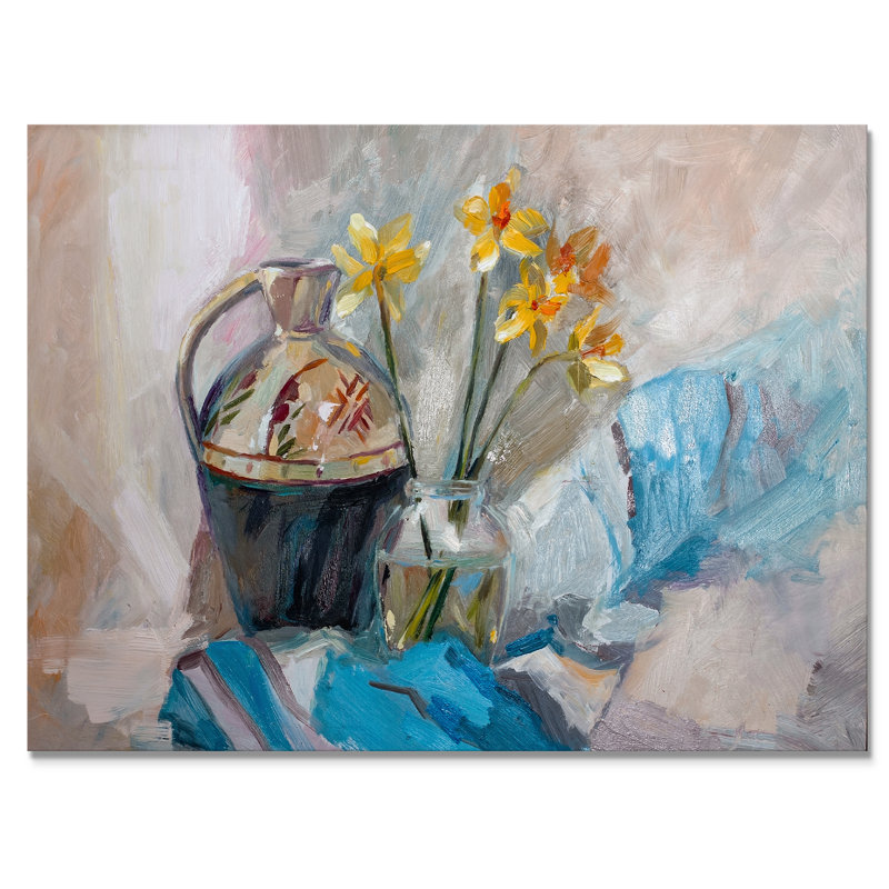 «Flower In Vase Impressionism - Floater Frame, reproduction sur toile», H 12 po x l 20 po x P 1 po, Toile tendue