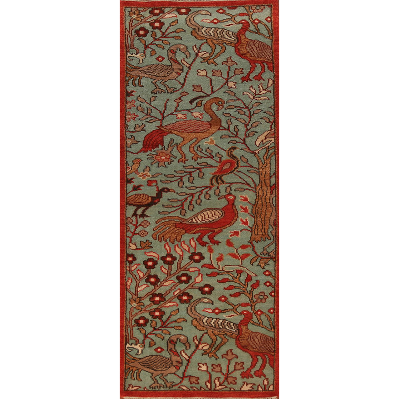 Tapis de couloir vert animaux animaux en laine Ziegler 3 x 8