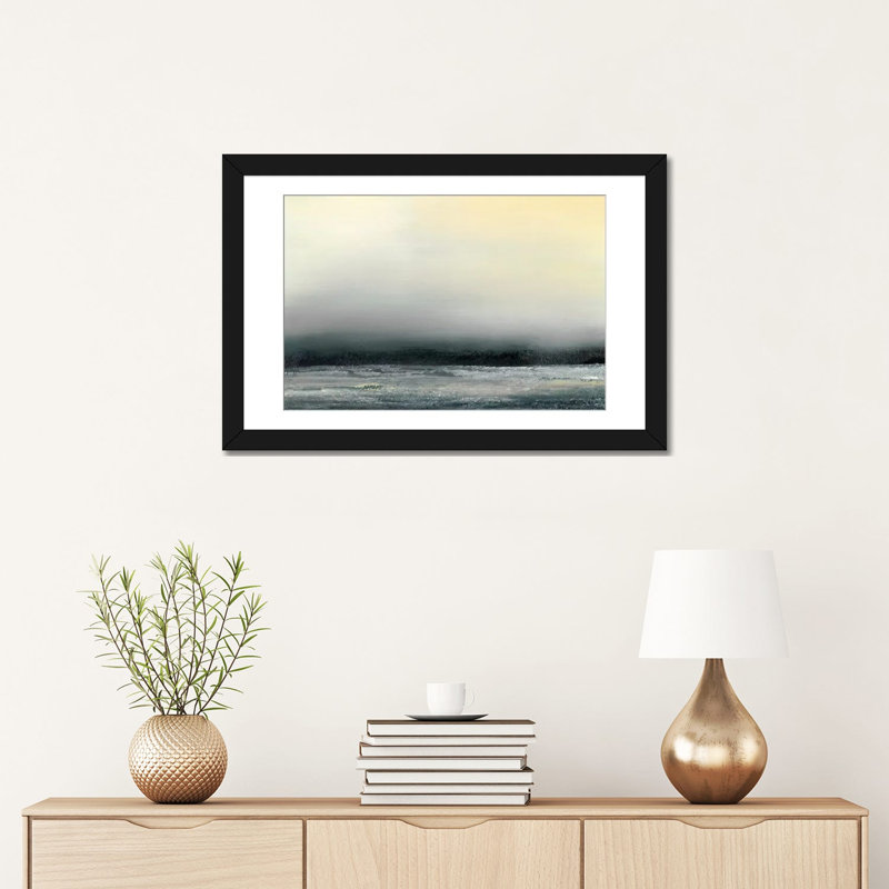 « ocean marée iv », impression sur toile, H 16 po x l 24 po x P 1 po, Papier d'art encadré noir, Blanc