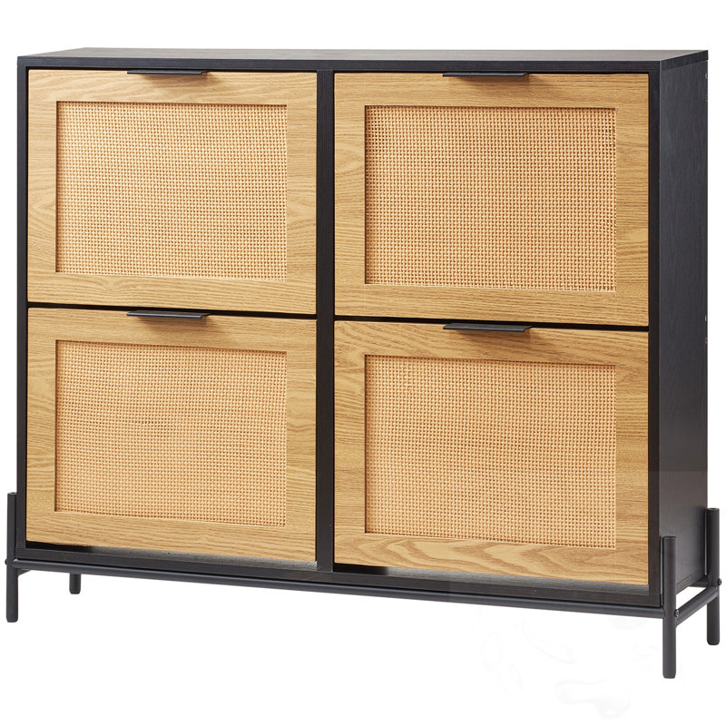 Armoire à chaussures avec 4 tiroirs rabattables et pieds en métal