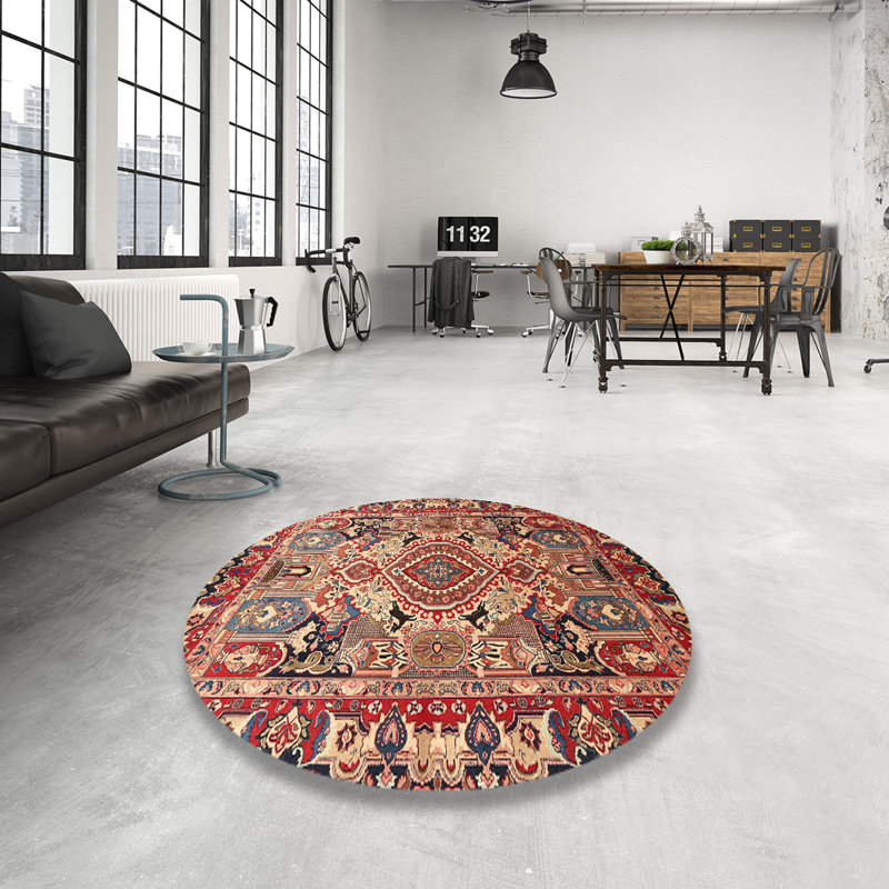 Tapis rouge à motif sud-ouest, Rond 4 pi