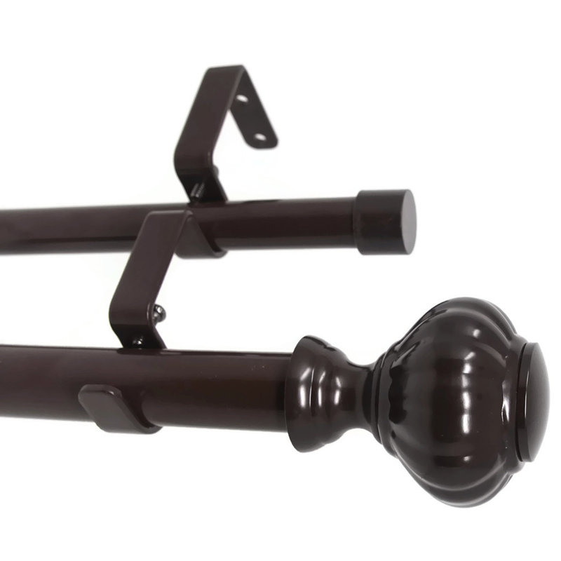 Mullinax Steel Adjustable Double Curtain Rod, White, 1" H x 84" W x 1" D