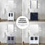 Gris foncé 54 po Meuble-lavabo simple avec armoires latérales W, comptoir en céramique blanche, structure en bois massif, mécanisme de tiroir à fermeture en douceur, 8 tiroirs et 1 armoire à des fins de rangement
