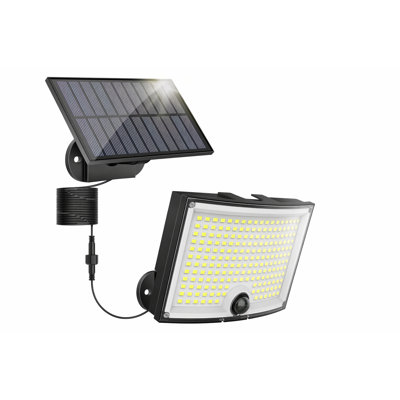 Solar Motion Sensor Outdoor Lights,202 LED Cool White Ip65 Waterproof,16.4ft Cable,Solar Light With 3 Lighting Modes,Suitable For Patios,Garages,Gardens,And More.