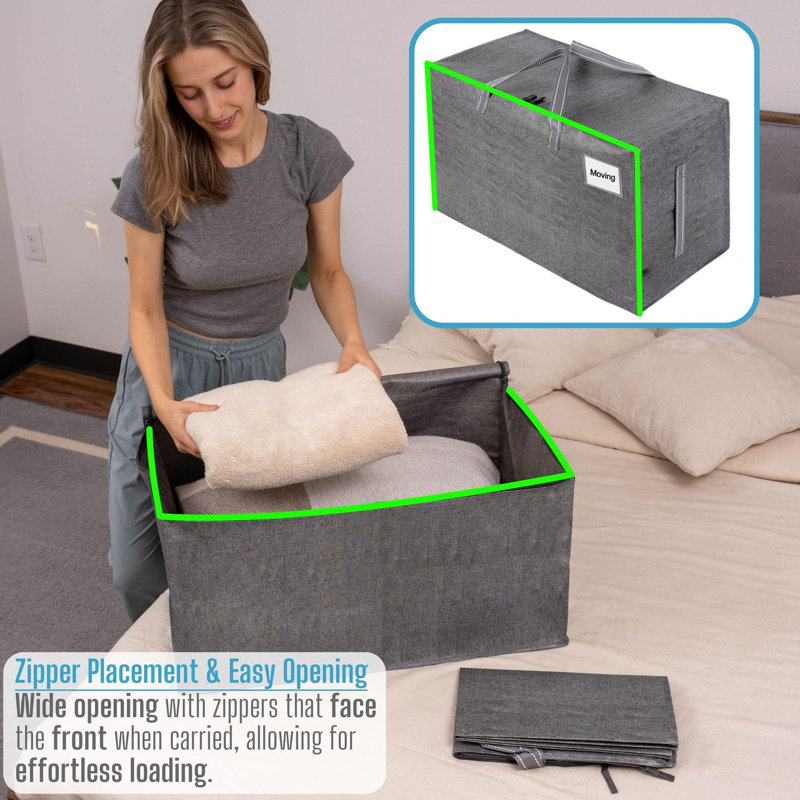 Moving And Storage Bags, Heavy Duty, Alternative To Moving Boxes, Large Packing Totes Supplies For College Dorm Room With Zipper For Clothes, Wide Open Design (/8 PCS)