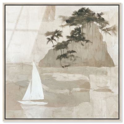 Impression acrylique encadrée « Marée silencieuse II » par Art Remedy, style côtier vintage, cadre argenté, 30,5 x 30,5 cm