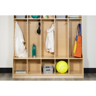 Serena Wood School Coat Locker with Bench, Cubbies and Storage Organizer Hook
