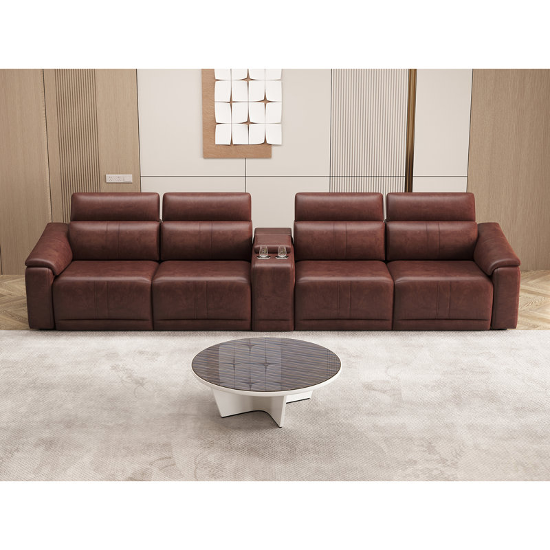 Canapé modulaire en cuir 5 pièces avec 2 porte-gobelets et canapé modulaire confortable pour le salon