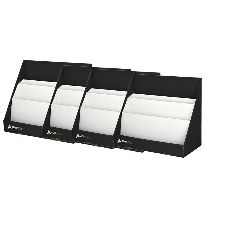 Adiroffice 3 Tiered Cardboard Bookshelf, Black