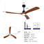 New Model 60 Inch Wood Ceiling Fan With 3 Solid Wood Blades Remote Control Reversible DC Motor For Living Room