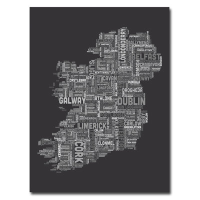 « ireland city map v » par michael tompsett, art textuel sur toile tendue