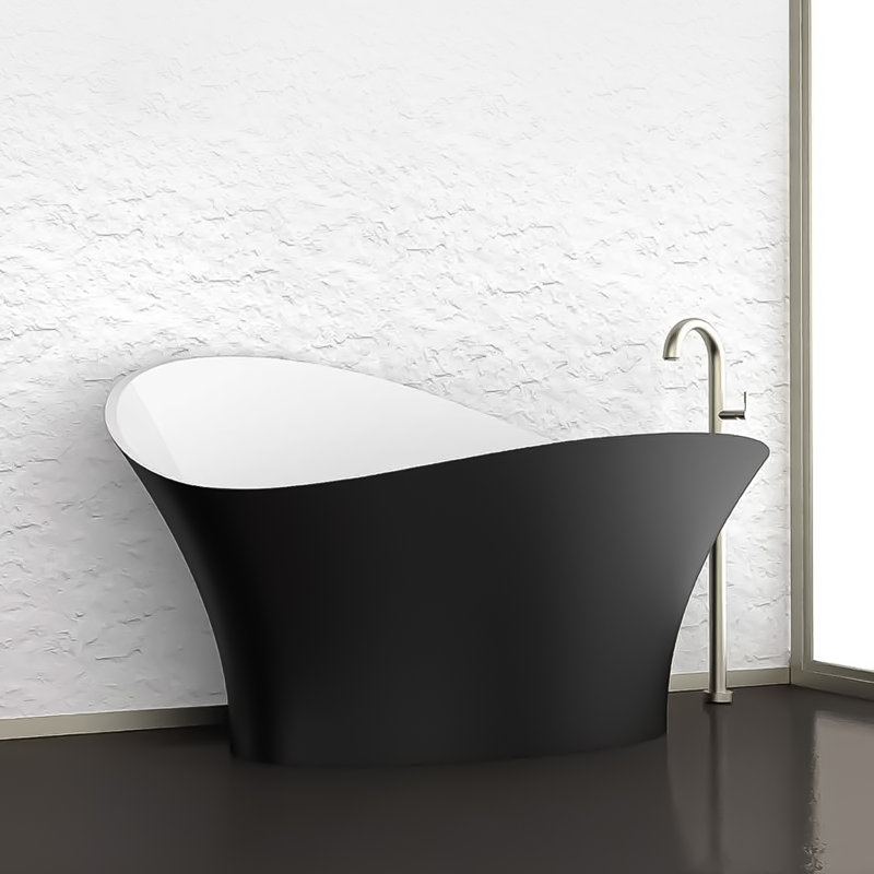 Vivian 68.9'' L Freestanding Soaking Bathtub, Black