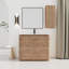 Meuble-lavabo autoportant de 102 cm (40 po) avec lavabo en céramique, 2 portes à fermeture amortie, résistant aux égratignures et à l'eau, poignées inclinées de 114 cm (45 po), étagères réglables, bords arrondis, armoire latérale, charnières en contreplaqué et armoire.