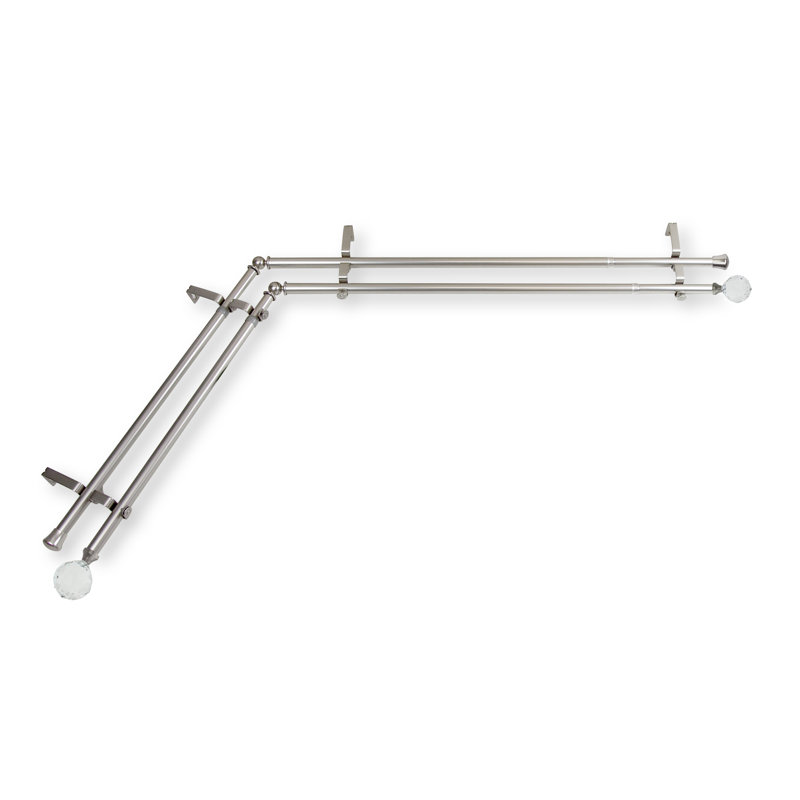 Tringle à rideaux double Ernberg, L 28 po x l 48 po, Nickel satiné