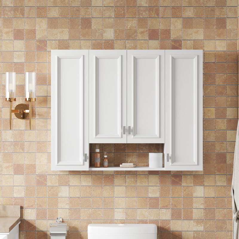 Armoire à pharmacie murale pour salle de bain, charnières à fermeture douce, conception de tablettes ouvertes