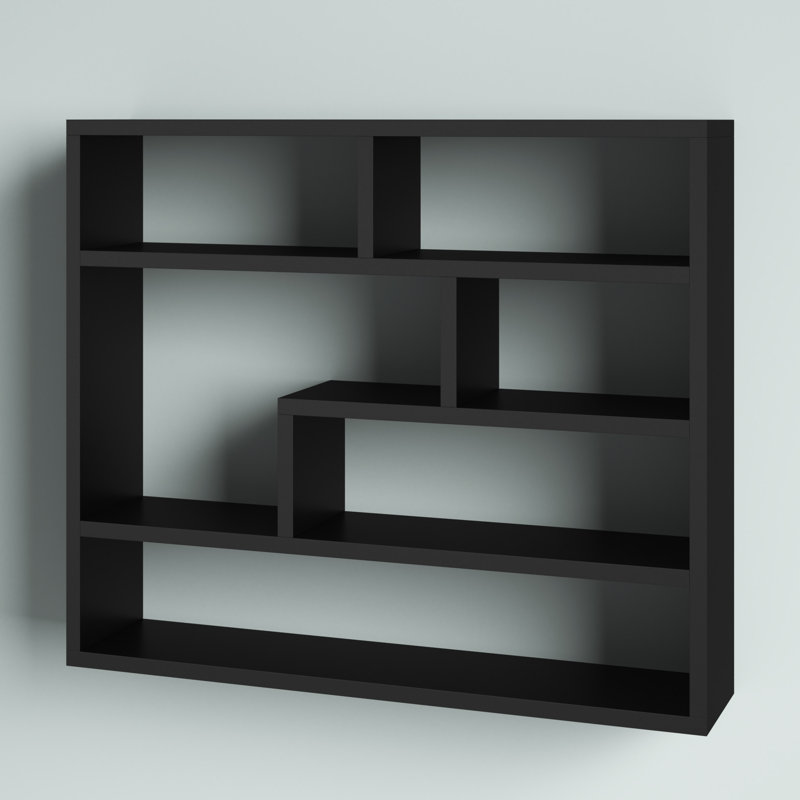 Gipe 7 Piece Cubby Shelf, Black