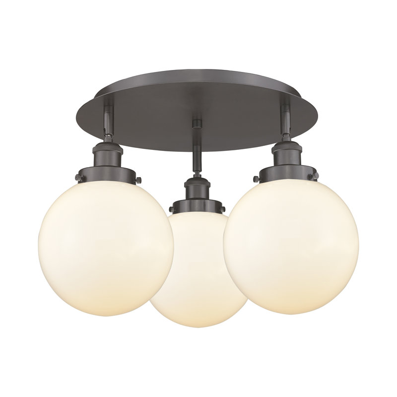 Plafonnier semi-encastré en verre Alvi, Blanc mat, Bronze frotté à l'huile