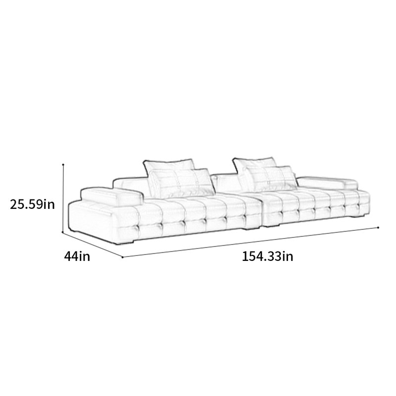 Canapé droit italien, H 25,59 po x l 154,33 po x P 44 po, 6