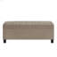 Banc rembourré capitonné avec boutons de rangement, banc d'entrée en tissu de lin avec pieds en bois et broche, banc de lit-118552501