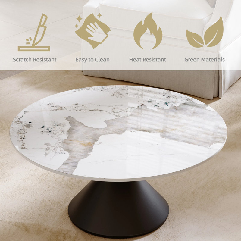 Durkin 35.5'' Single Sintered Stone Coffee Table, Pandora