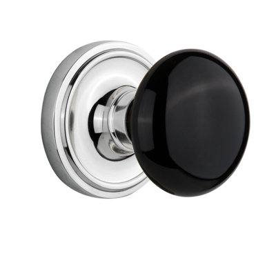 Classic Rosette with Black Porcelain Door Knob