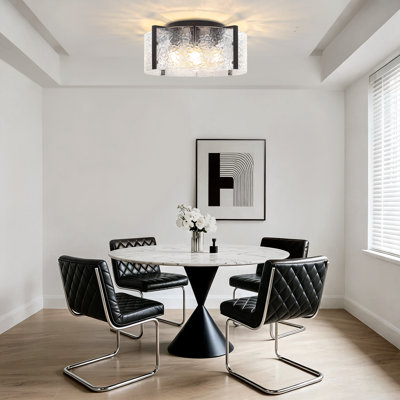 Plafonnier encastré cylindrique moderne à 4 lumières avec abat-jour en verre d'eau texturé, pour chambre à coucher, couloir, entrée