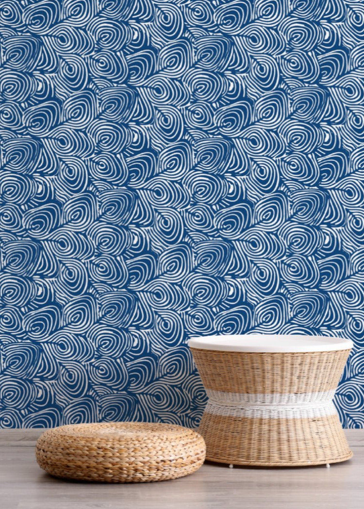 Lomé Wallpaper Roll, Marine, Paper, Non-pasted