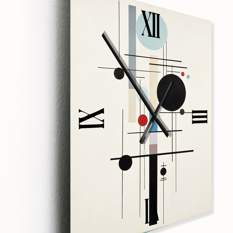 Horloge en métal «Beige suprématisme symétrique minimaliste», Grand