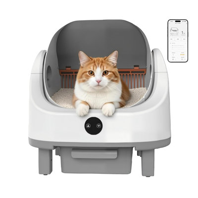 Self Cleaning Cat Litter Box, 9L Automatic Litter Box with App Control, Open Top, Odor Control for Multiple Cats