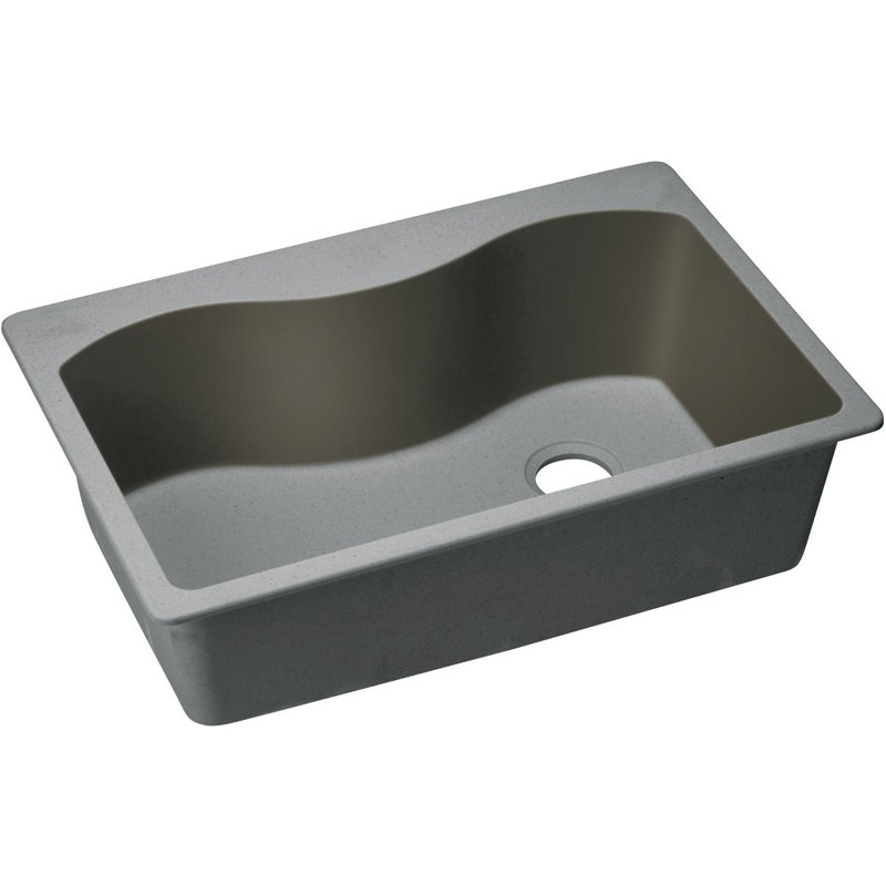 Quartz Classic 33" x 22" Drop-In Kitchen Sink, Greystone