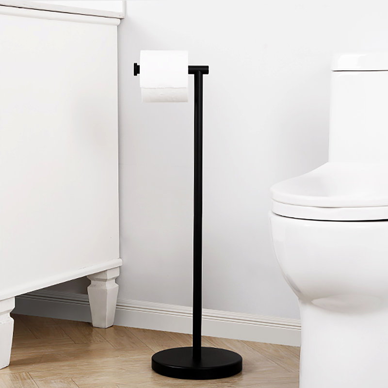Porte-papier hygiénique sur pied, Noir mat