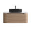 Meuble-lavabo Erba de 36 po avec lavabo, armoire murale en chêne miel avec porte-serviettes gratuit, lavabo simple en céramique rayé ovale noir, sans drain et robinet, pré-assemblé-1117559116-1117559117