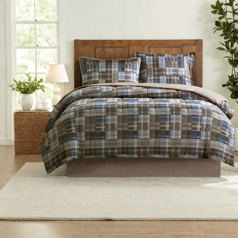 Cozy Bedding Sets, Microfiber Comforter With Plaid Style, Ideal For Home