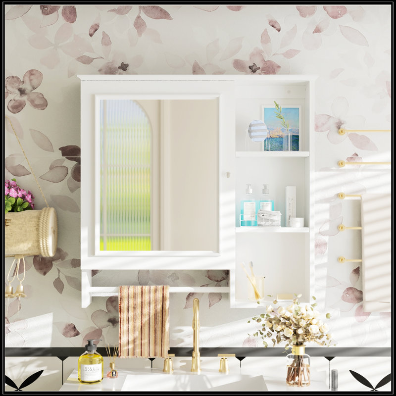 Armoire de rangement murale pour salle de bain, Blanc