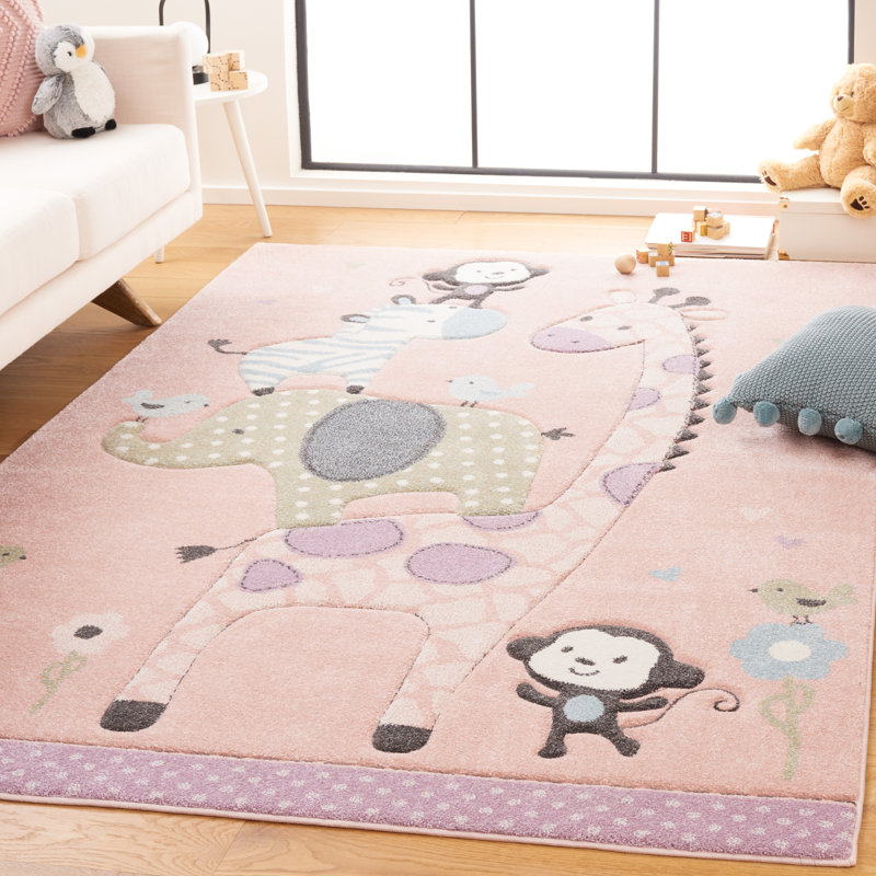 Fazeley Machine Woven Polypropylene in Blush Pink Area Rug, Rectangle 9' x 12'