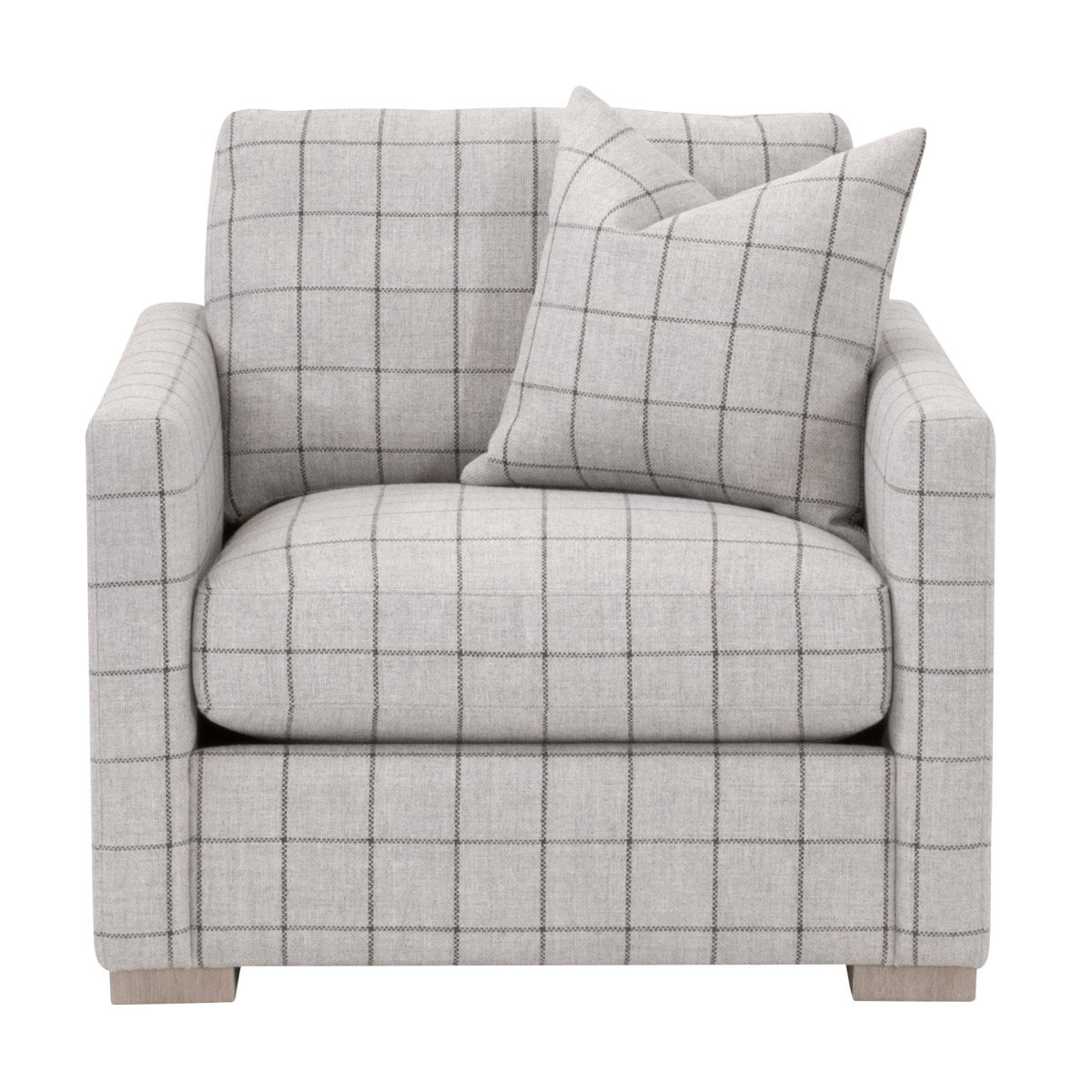 Windowpane Pattern Chair LOOMLAN Clara Slim Windowpane Cement Arm Sofa Chair | Wayfair