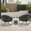 Chaise berçante d'extérieur en rotin avec coussins et table basse en rotin Ladena-1414884709
