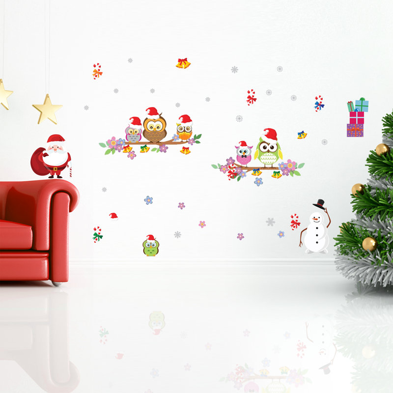Décalcomanie murale de noël très hibou