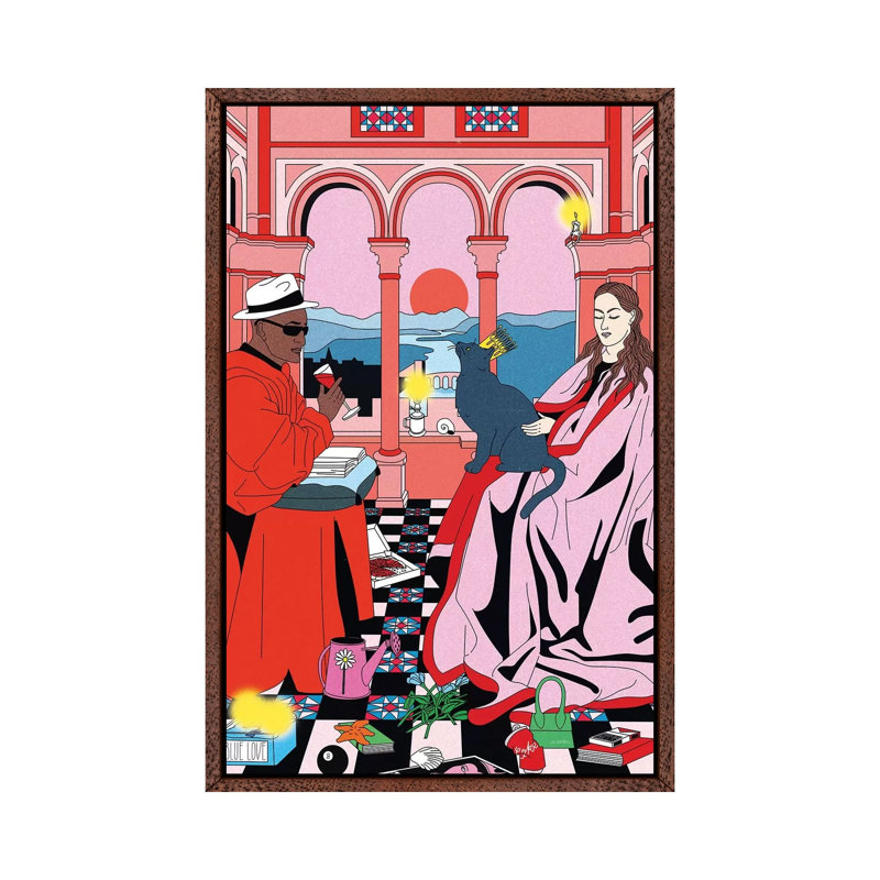 Van Cat by Cosmo - Print on Canvas, 101.6cm H x 20.32cm W x 3.81cm D, Classic Brown Wood Framd Canvas