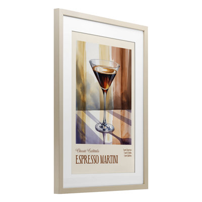 Espresso Martini Sun Reflection Framed Print Under Glass, design by Andreas Magnusson