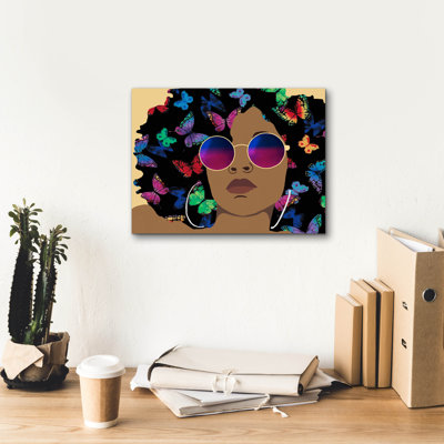  «Butterfly Diva 1» par Alonzo Saunders, art mural sur toile, 16 po x 12 po