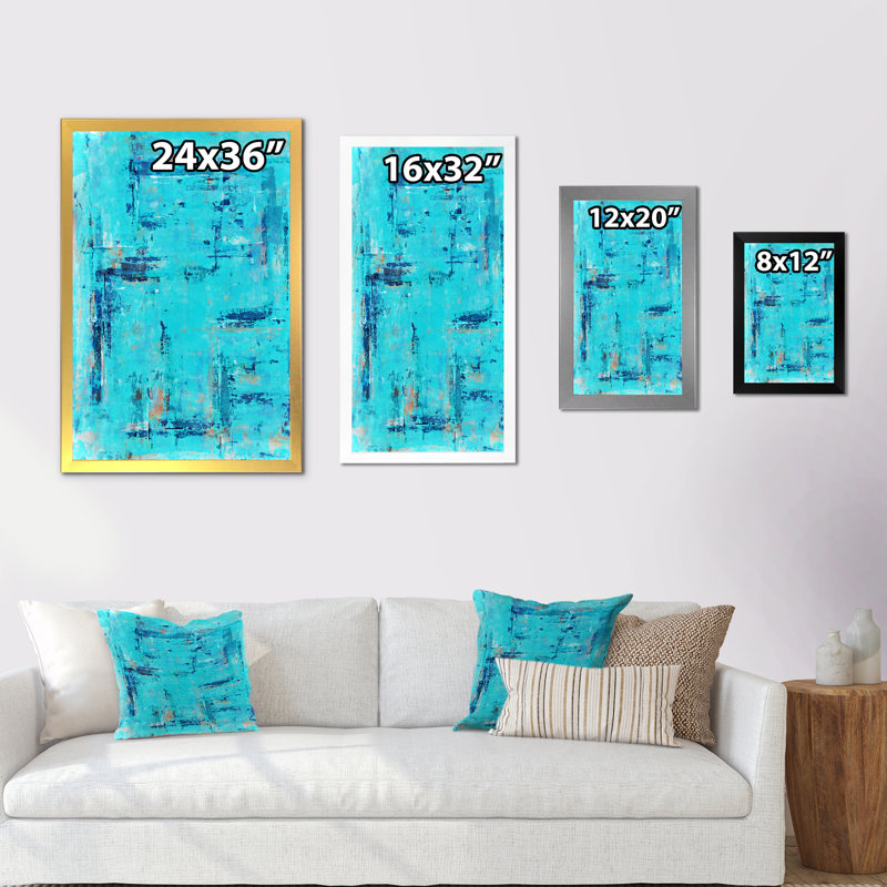 «Turquoise Meets Orange Abstract Art», art mural moderne et contemporain sur toile, H 36 po x l 24 po x P 1 po