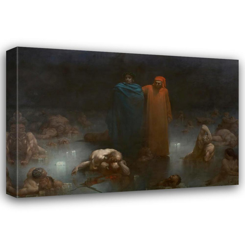 "Dante and Virgil in the Ninth Circle of Hell" by  Gustave Doré - Gallery Wrap Canvas Wall Art, 24" H x 17" W