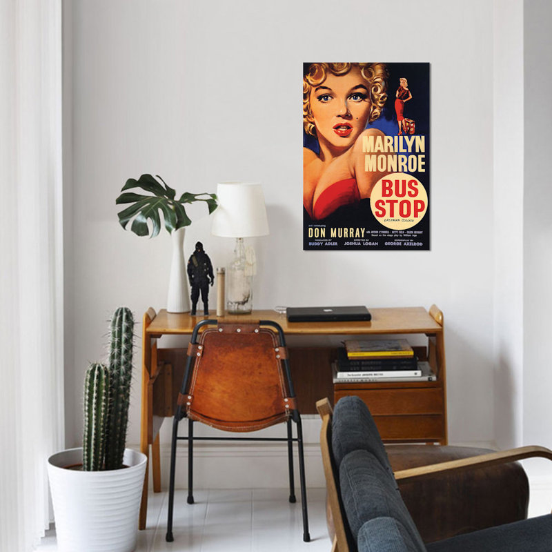 « bus stop film », affiche rétro imprimé sur toile, H 12 po x l 8 po x P 0,75 po, Toile tendue, Pas de tapis