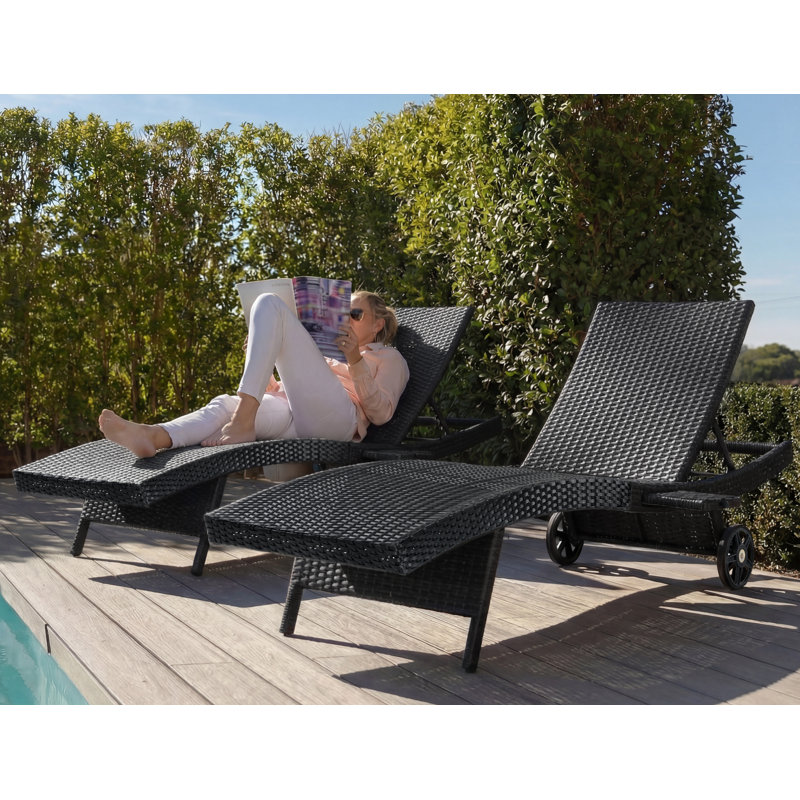 Ensemble de 2 chaises longues d'extérieur en osier de patio