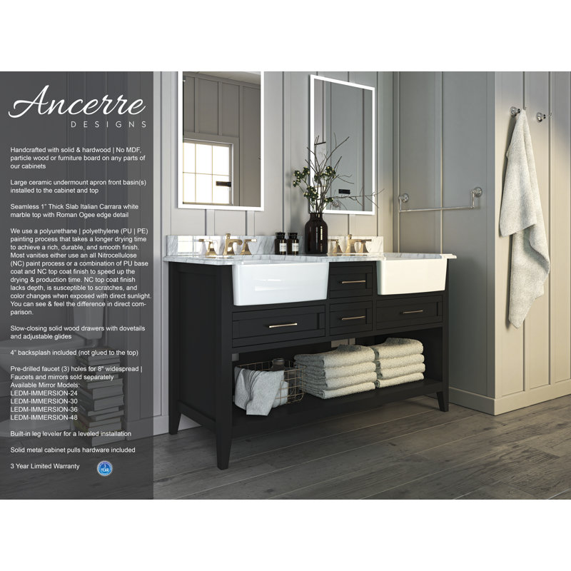 60'' W Double Vanity, Black Onyx