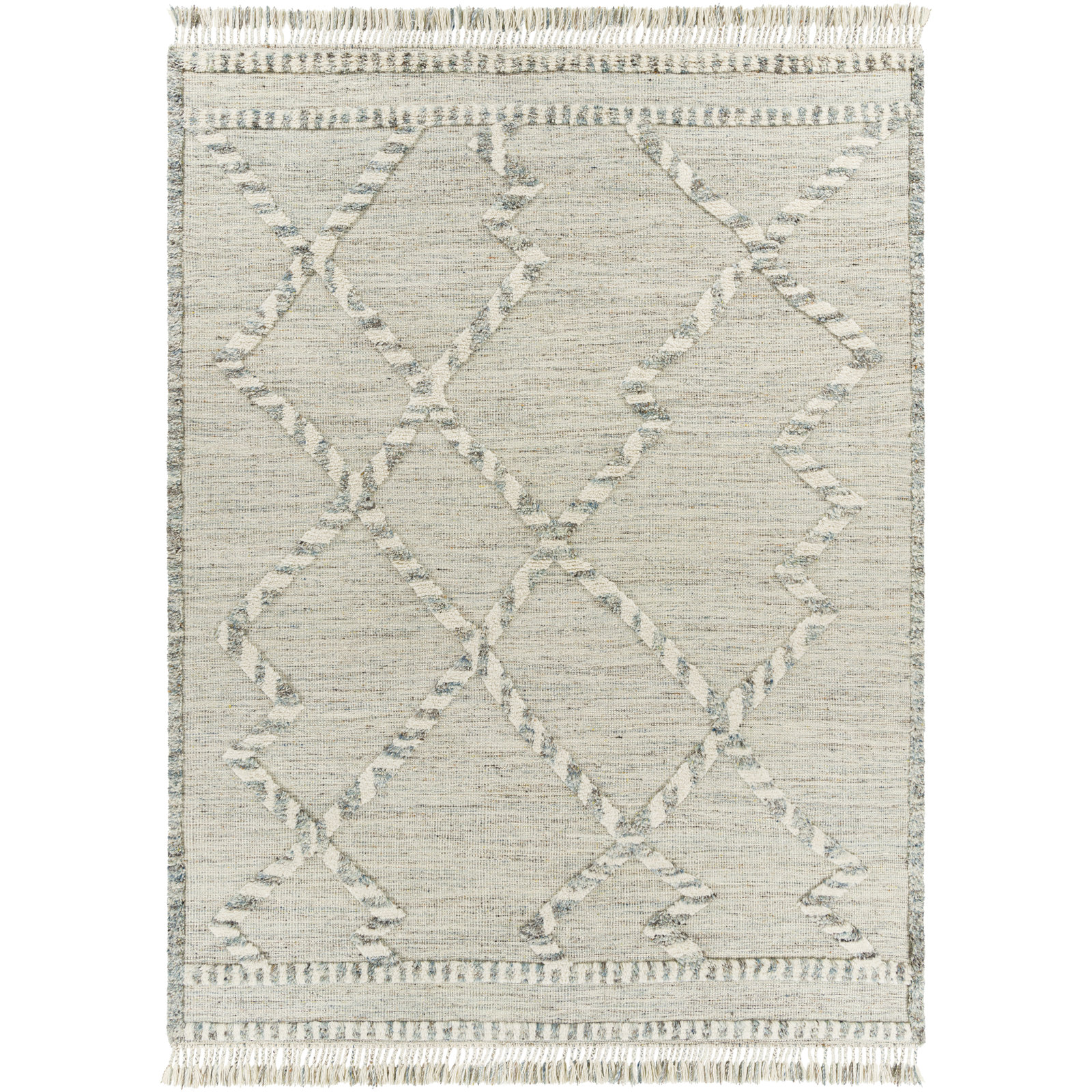 Leanna Hand-Knotted Ivory Moroccan Rug, Rectangle 8'10" x 12'